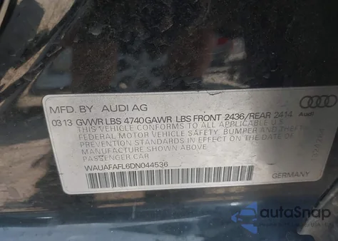 2013 Audi A4 Premium from USA, damaged, VIN WAUAFAFL6DN044536